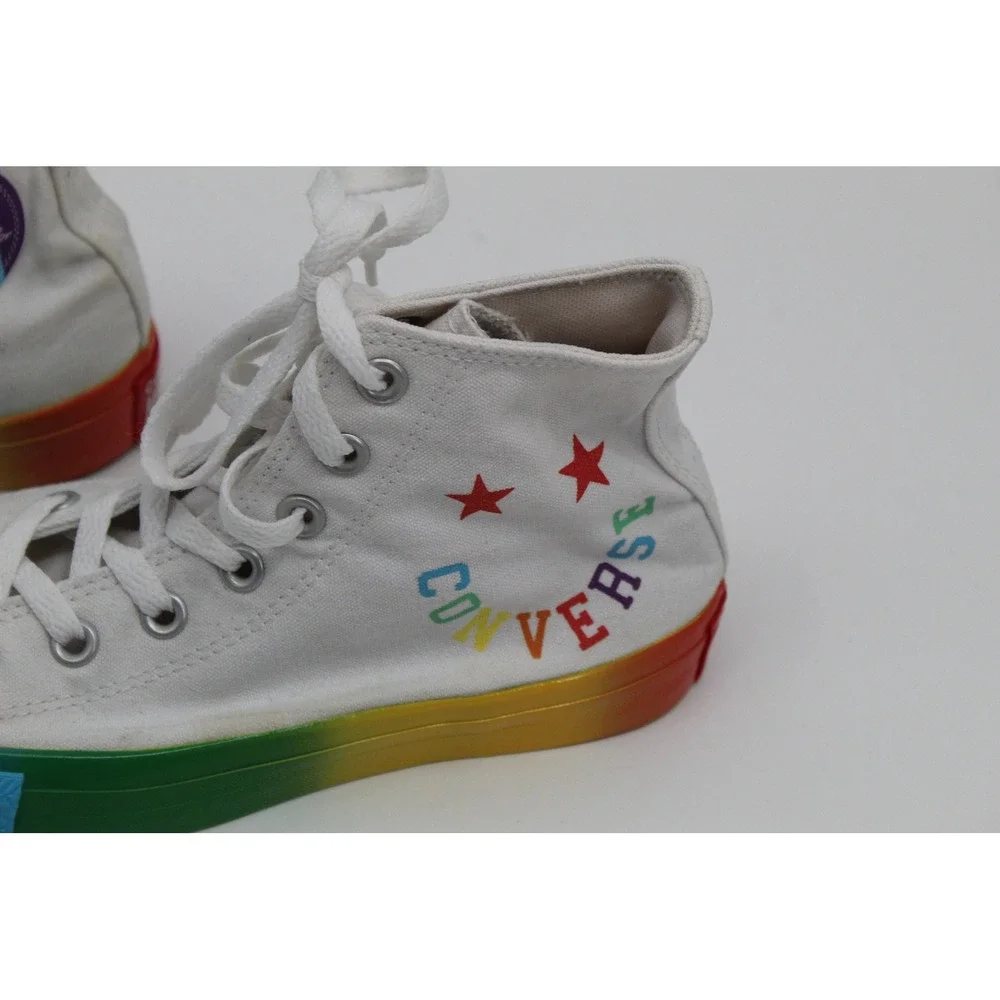 Converse Chuck Taylor All Star White Rainbow High Top Sneakers Womens Sz‎ 7